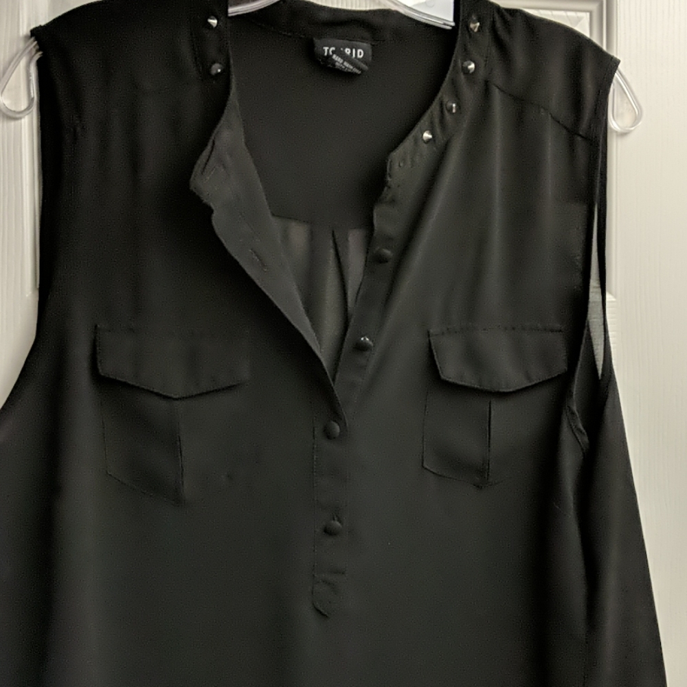 Sheer black studded sleeveless top
